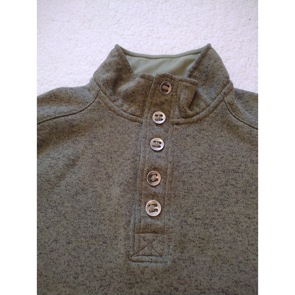 Red Head Sweater Man's LT Green Knit Casual  Pullover Mock Neck Buttons - Picture 4 of 6